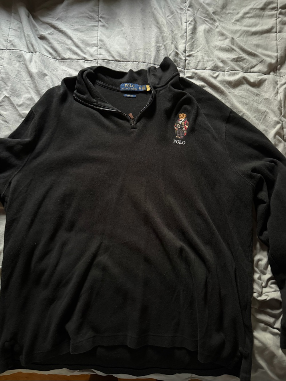 Ralph Lauren Black Polo Bear Quarter-Zip Pullover